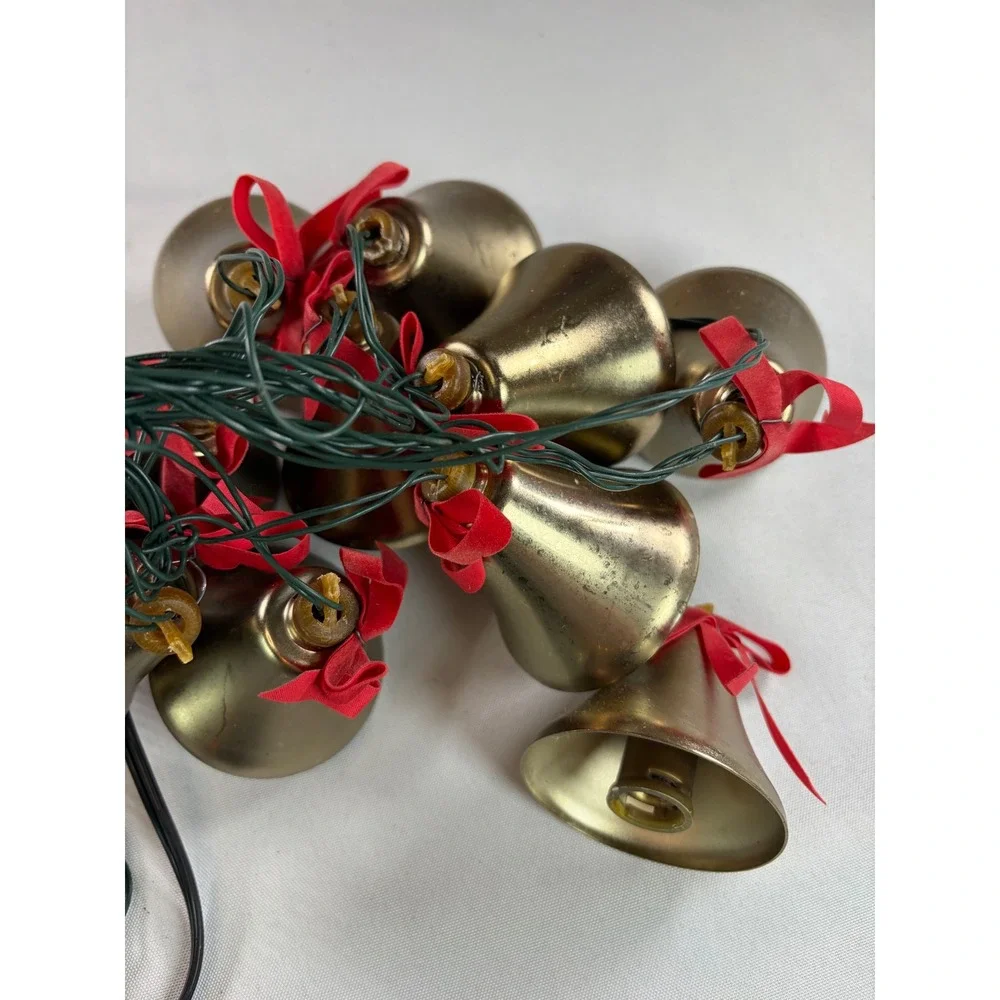 Mr Christmas Bells of Christmas 10 Lighted Musical Brass Bells 21 Carols Vintage